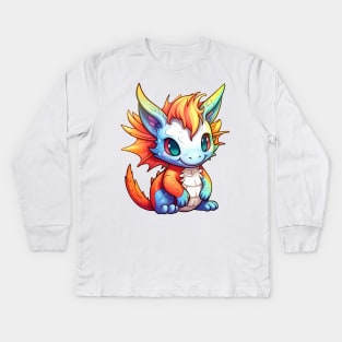 Kawaii Dragon Drawing Kids Long Sleeve T-Shirt